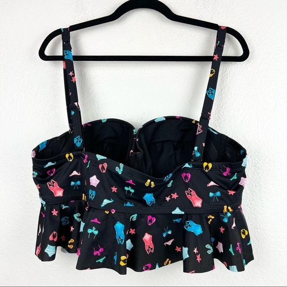 TORRID Multi Party Push Up Peplum Midikini Bikini Top, Adjustable Straps Size 2X - Picture 3 of 5